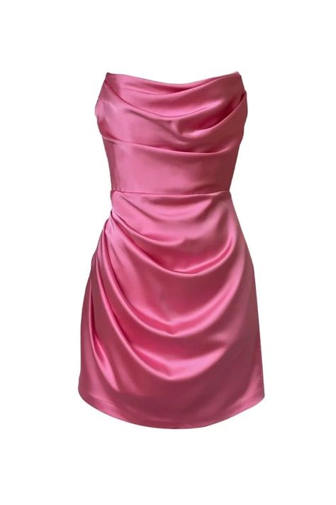 Pink Satin Top, Pink Satin Mini Dress, Dr Wardrobe, Daphne Dress, Pink Dress Short, Cute Homecoming Dresses, Looks Party, Cotton Sleepwear, Grad Dresses