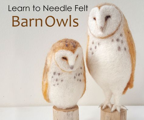 Needle Felt a Barn Owl | nan.c designs Fiber Sculpting, Easy Needle Felting Projects, Felt Owl Pattern, Felt Pets, Felted Owls, Wool Felting Animals, Felted Owl, Felted Birds, Felting Animals