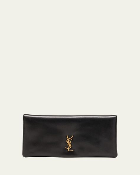 Calypso YSL Pouch Clutch Bag in Lambskin Leather Ysl Pouch, Ysl Fashion, Virtual Wardrobe, Ysl Logo, Fancy Bags, Pretty Bags, The Saint, Saint Laurent Bag, Professional Cleaning