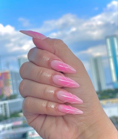 Aesthetic Nail Design, Aura Nail Designs, Aura Nail, Almond Acrylic Nails Designs, Pink Tip Nails, Long Almond Nails, Aesthetic Nail, Aura Nails, Miami Nails