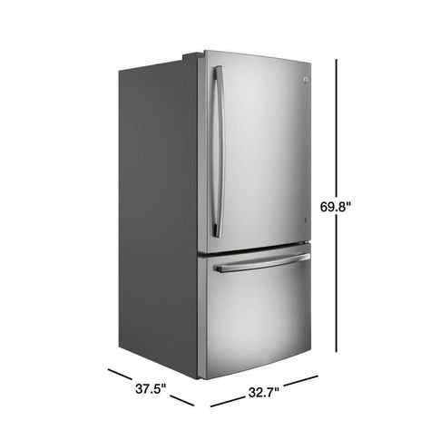 GE 24.8 cu. ft. Bottom Freezer Refrigerator in Stainless Steel, ENERGY STAR-GDE25ESKSS - The Home Depot Refrigerator Simple, 30 Inch Counter Depth Refrigerator, 32 Inch Double Door Refrigerator, 60” Refrigerator, Counter Depth French Door Refrigerator, 27” Refrigerator, Hidden Hinges, Bottom Freezer Refrigerator, Counter Depth