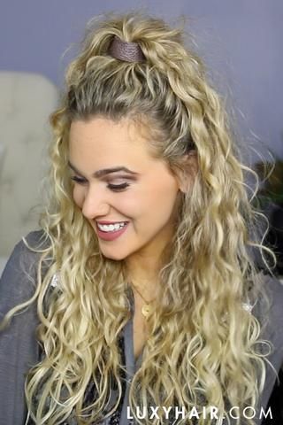 3 Easy Holiday Hairstyles for Curly Hair Long Curly Hairstyles Elegant, 80s Hair Half Up Half Down, Curly Hair Sides Pulled Up, India Batson Curly Hair, Half Up Half Down Scrunchie, 80 Hairstyles 80s Hair For Women, Easy Curly Hairstyles Half Up, Footloose Hair, 80s Curly Hairstyles