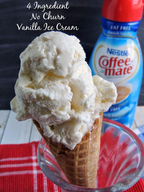 No ice cream maker is needed for this simple & creamy 4 Ingredient No Churn Vanilla Ice Cream. No Churn Vanilla Ice Cream, Collage Recipes, Homemade Vanilla Ice Cream, Fav Products, Homemade Ice Cream Recipes, Treats Recipes, No Churn Ice Cream, Cream Desserts, Chopping Block