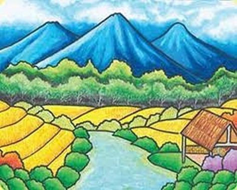 #Gambar #Pemandangan #Gunung #Yang #Sudah #Diwarnai Oil Pastel Crayons, Oil Pastel Colours, Pastel Crayons, Doodle Coloring, Cat Air, Coloring Tutorial, Cute Doodles Drawings, Top Hits, Landscape Drawings