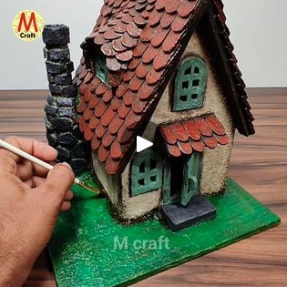 Shoe Box House, Cardboard House Template, Cardboard House Diy, Cardboard Box Houses, Clay Fairy, Clay Fairy House, M Craft, House Template, Dutch House