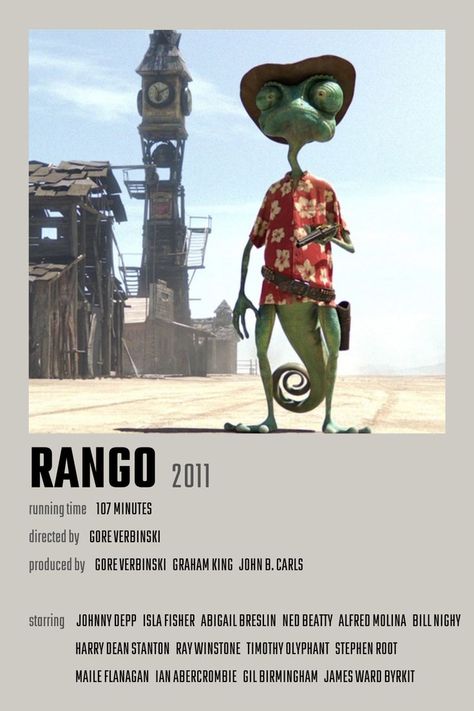 Rango Movie Poster, Rango Movie, Alt Posters, Good Animated Movies, Space Movies, Iconic Movie Posters, Movie Card, Childhood Movies, Movie Poster Wall