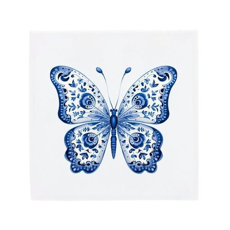 Butterfly Tile, Majestic Butterfly, Blue Ceramic Tile, Dutch Tiles, Blue Tile, Valentines Art, Tile Projects, Delft Blue, Blue Pottery