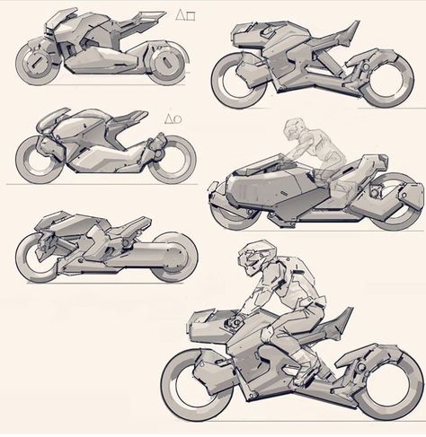 Motorcycle Poses Reference, Futuristic Motorcycle Concept Art, Sci Fi Motorcycle, Car Drawing Reference, Bike Concept Art, Motorcycle Concept Art, Motorcycle Poses, Bike Reference, Futuristic Bike