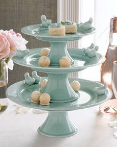 3 tier cake plate Ideas Con Ceramica, Cake Pedestal, Cake And Cupcake Stand, Cake Plates Stand, Tiered Cake, Tiered Stand, Cupcake Stand, Plate Stands, Robins Egg Blue