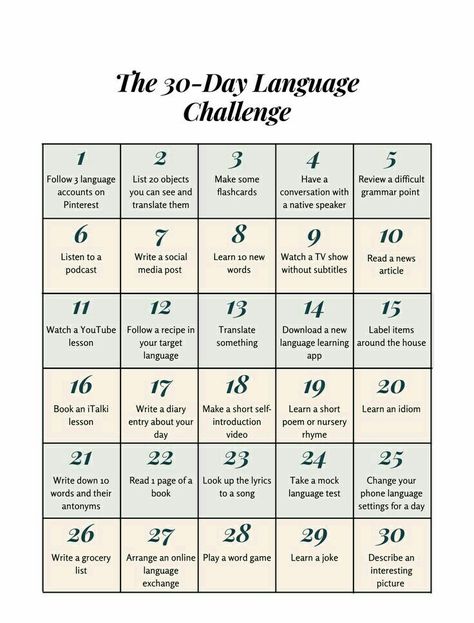 Language Diary Ideas, Korean To English Language Learning, Schedule For Learning A Language, 30 Days English Learning Challenge, Language Learning Prompts, Language Learning Steps, Language Challenge 30 Day, Learn English Challenge, How To Start Learning A Language