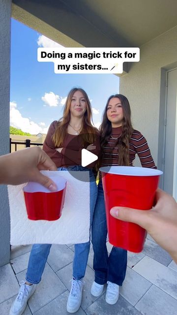 ✨Triple Charm✨ on Instagram: "Revealing a magicians secret! 👀🤫😆 #reels #magictrick #explorepage #trending #sisters #hack" Triple Charm Sisters, Triple Charm, Bored Kids, Charmed Sisters, Science Videos, Taylor Swift Cute, Magic Tricks, All Pins, The Magicians