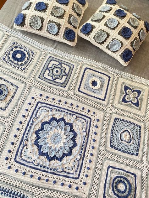 White Blue Color Crochet Daisy Afghan Blanket, Patchwork Knitted Sofa Blanket, Floral Bedspread Throw, Large Crochet Blanket, TV Blanket - Etsy Blue And White Crochet Blanket, Large Crochet Blanket, Daisy Afghan, Blue Crochet Blanket, Blanket Patchwork, Crochet Throw Pattern, Floral Bedspread, Crochet Square Blanket, Knitting Patterns Free Blanket