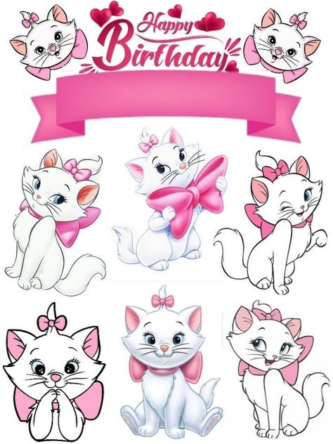 Cat Cake Topper Printable, Topper Kue, Fun Happy Birthday, Happy Birthday Flowers, Paw Patrol Birthday Theme, ليلو وستيتش, Happy Birthday Cat, Cat Cake Topper, Photo Cake Topper