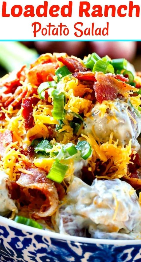 Potato Salad With Bacon, Loaded Potato Salad, Ranch Potato Salad, Loaded Baked Potato Salad, Potato Salad Recipe Easy, Baked Potato Salad, Pastas Recipes, Bacon Potato Salad, Salad Recipes Video