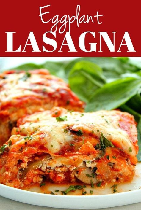 This vegetarian Eggplant Lasagna is perfect for a meatless dinner. It's filled with flavorful vegetable sauce, cheesy ricotta filling and topped with mozzarella. #lasagna #eggplant #vegetarian #lowcarb Healthy Eggplant Lasagna, Mozzarella Lasagna, Eggplant Lasagna Vegetarian, Lasagna Eggplant, Ricotta Filling, Eggplant Lasagna, Lasagna Ingredients, Veggie Lasagna, Csa Recipes