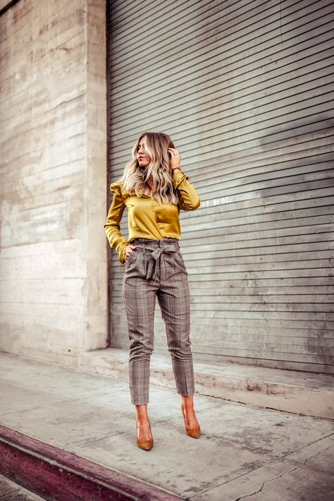 FOUR FALL LOOKS TO RECREATE - Lifestyle Blog by Leanne Barlow Looks To Recreate, Leanne Barlow, Elle Apparel, Cognac Heels, Paper Bag Pants, Distressed Pants, Bag Pants, Fall Booties, Black Strappy Sandals