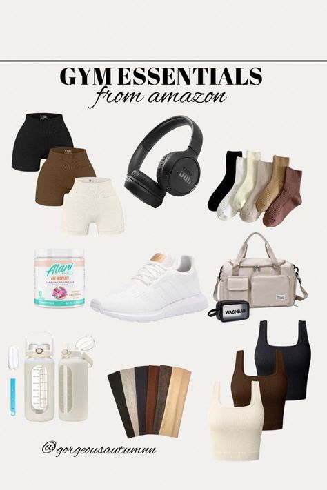 Amazon Running Essentials, Amazon Must Haves Gym Girl, Amazon Gym Finds, Amazon Essentials Clothing, Gym Must Haves For Women, What’s In My Gym Bag, Gym Essentials Woman, Amazon Gym Clothes, Workout Bag Essentials