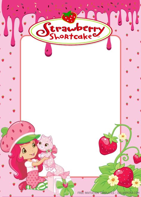 Awesome  FREE Strawberry Shortcake Baking Party Invitation Templates Strawberry Shortcake Invitations, Daisy Baby Shower Invitations, Birthday Party Invitations Free, Dance Party Invitations, Strawberry Shortcake Birthday, Hello Kitty Colouring Pages, Strawberry Shortcake Party, Baking Party, Kids Birthday Theme