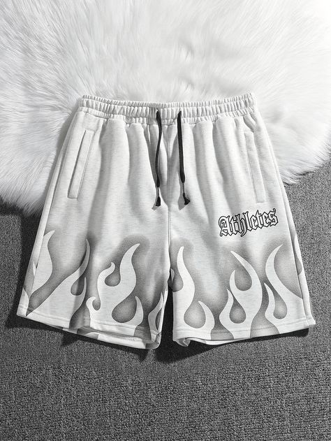 Manfinity EMRG Loose Fit Men's Fire & Letter Print Baggy Shorts With Drawstring WaistI discovered amazing products on SHEIN.com, come check them out! Boys Clothing Styles, Ropa Upcycling, Shorts Streetwear, Graphic Shorts, Hype Clothing, Basketball Clothes, Trendy Hoodies, Streetwear Shorts, Drawstring Waist Shorts