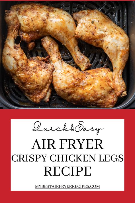 This recipe is the perfect solution for making crispy chicken legs in your air fryer with minimal effort! Featuring a golden, crunchy exterior and tender, juicy meat, these air-fried chicken leg quarters are ideal for a quick and satisfying weeknight dinner. Pair them with Batata Harra (Lebanese Potatoes) and a fresh Rocket and Parmesan Salad for a complete and flavorful meal. Budget-friendly and packed with taste, chicken legs, and thighs are a fantastic alternative to chicken breasts. Leftovers can be easily repurposed into comforting dishes like Chicken and Dumpling Soup or Creamy Chicken Enchiladas with White Sauce. Best of all, this recipe requires only 5 minutes of prep time and uses ingredients you probably already have in your kitchen. Fried Chicken Drumsticks Air Fryer, Fried Chicken Legs In Air Fryer, Air Fry Chicken Drumsticks Recipes, Chicken Legs In The Air Fryer, Airfryer Chicken Legs Recipes, Air Fryer Drumsticks Crispy, Air Fry Chicken Legs Recipes, Air Fryer Recipes Chicken Drumsticks, Chicken Legs Air Fryer Recipes