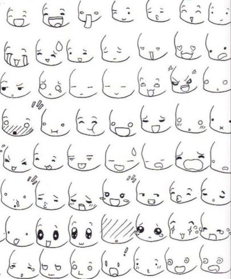 Drawing Random, Chibi Eyes, Draw Chibi, Realistic Eye Drawing, Kawaii Drawing, Drawing Face Expressions, Chibi Sketch, Drawing Eyes, Kawaii Faces