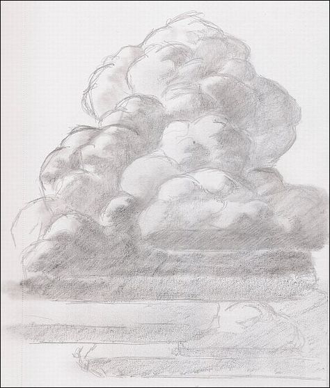 Drawing Mini Clinic - How to Draw Thunderhead Clouds, Demo 1, Part 4 Thunderhead Clouds, Loose Sketches, Draw Clouds, Drawing Mini, Disney Painting, Finding Neverland, Tree Drawings Pencil, Pencil Drawing Tutorials, Art Sketches Pencil