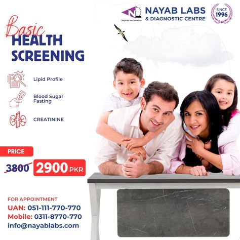 Nayab Labs & Diagnostic Centre (@nayab.labs) • Instagram photos and videos Diagnostic Centre, Lipid Profile, Health Screening, Radiology, Medical Care, Well Being, Packaging Design, Healthy Lifestyle, Pakistan