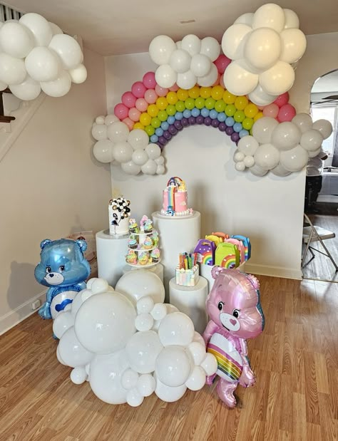 Care Bear Diy Decorations, Care Bear Party Games, Free Care Bear Printables, Care Bear Birthday Theme, Carebear Decoration, Carebear Centerpiece, Care Bear Decorations Party Ideas, Care Bears Birthday Party Decorations Diy, Care Bare Birthday Party Ideas