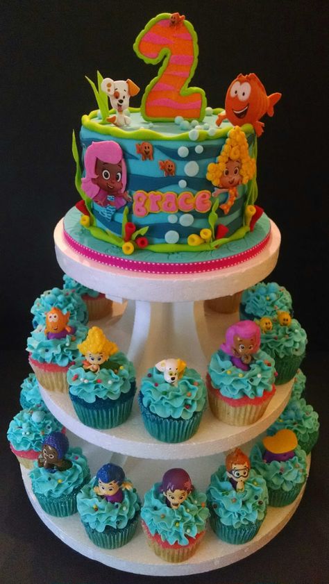 Bubble Guppies Themed Birthday Party, Bubble Guppies Cupcakes, Bubble Guppies Birthday Cake, Bubble Guppies Cake, Bubble Guppies Birthday Party, Bubble Guppies Party, Bubble Birthday, Bubble Guppies Birthday, 3rd Birthday Cakes