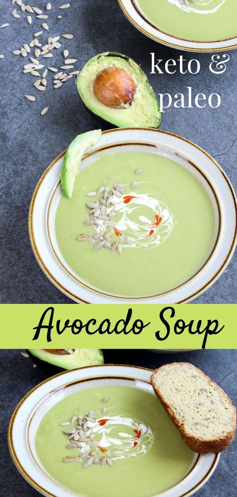 Creamy Avocado Soup, Keto Soup Recipes Vegetarian, Vegan Keto Soup, Avocado Soup Recipes, Paleo Soups, Creamy Soups, Soup Keto, Best Lunch Recipes, Keto Soups