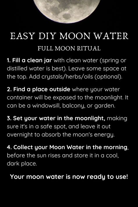 easy diy moon water Harvest Moon Intentions, Full Moon Water Making, Making Moon Water, What To Do On A Full Moon, Moon Water How To Make, How To Make Moon Water, Harvest Full Moon, All Moon Phases, Full Moon Water