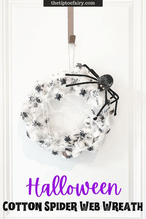 Spider Wreath Diy, Spiderweb Tutorial, Wreath With Cotton, Kids Pumpkin Carving, Pumpkin Carving Ideas Halloween, Spider Web Wreath, Halloween Food Snacks, Halloween Fun For Kids, Spider Eggs