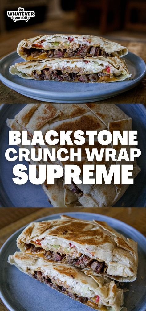 Blackstone Crunch Wrap Supreme Prime Rib Recipe Easy, Leftover Prime Rib Recipes, Easy Taco Recipes, Blackstone Recipes, Dinner Favorites, Crunch Wrap, Big Families, Prime Rib Recipe, Griddle Recipes