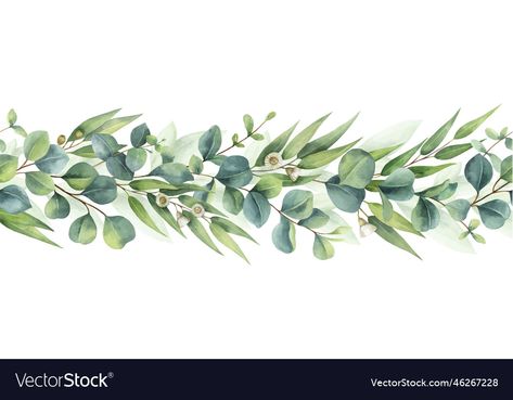 Wedding Png, Wedding Invitation Digital, Flower For Wedding, Watercolor Vector, Leaves And Branches, Green Border, Invitation Digital, Eucalyptus Leaves, High Res