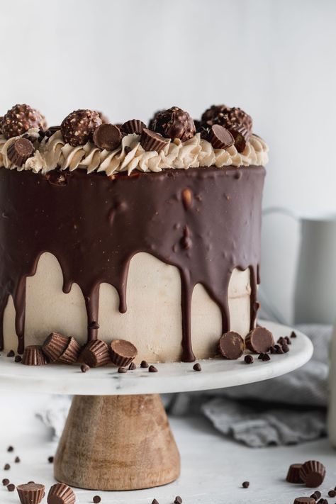 Nutella and Peanut Butter Cake | Stephanies Sweet Treats | Stephanie Rut Three Chocolate Cake, Whipped Nutella, Nutella And Peanut Butter, Nutella Birthday Cake, Nutella Ganache, Peanut Butter Whipped Cream, Cream Filling Recipe, Peanut Butter Cream Cheese, Peanut Cake