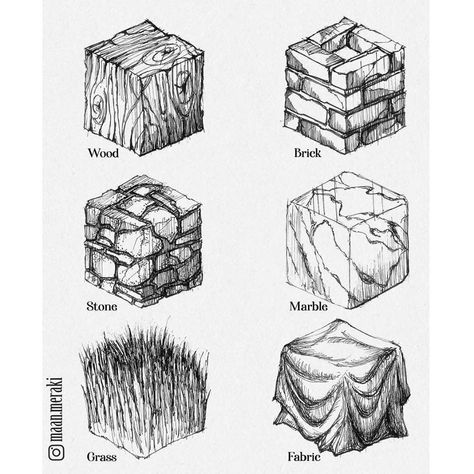 How To Draw Texture, Water Texture Drawing, Texture Drawing Ideas, 2d Texture, Drawing Texture, Texture Sketch, Ink Drawing Techniques, Pencil Texture, Texture Drawing