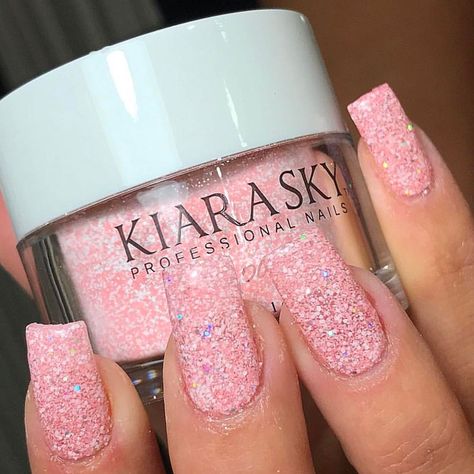 3,813 Likes, 20 Comments - KIARA SKY™ NAIL PRODUCTS (@kiaraskynails) on Instagram: “Check out this matte glitter mani by @sallon_bukurie_leo! She uses 'Pinking of Sparkle' (D496) from…” Chipped Nail Polish, Dip Nail Colors, Nail Pink, Nails Opi, Nails Dip, Nail Design Video, Sky Nails, Powder Nail Polish, Pink Powder