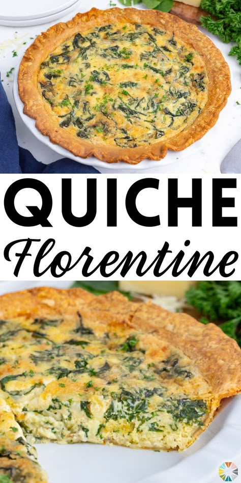 Quiche Florentine Recipe, Quiche Florentine, Best Quiche, Sauté Onions, Florentine Recipe, Cheese Quiche Recipe, Vegetarian Quiche, Spinach Quiche Recipes, Florentines Recipe