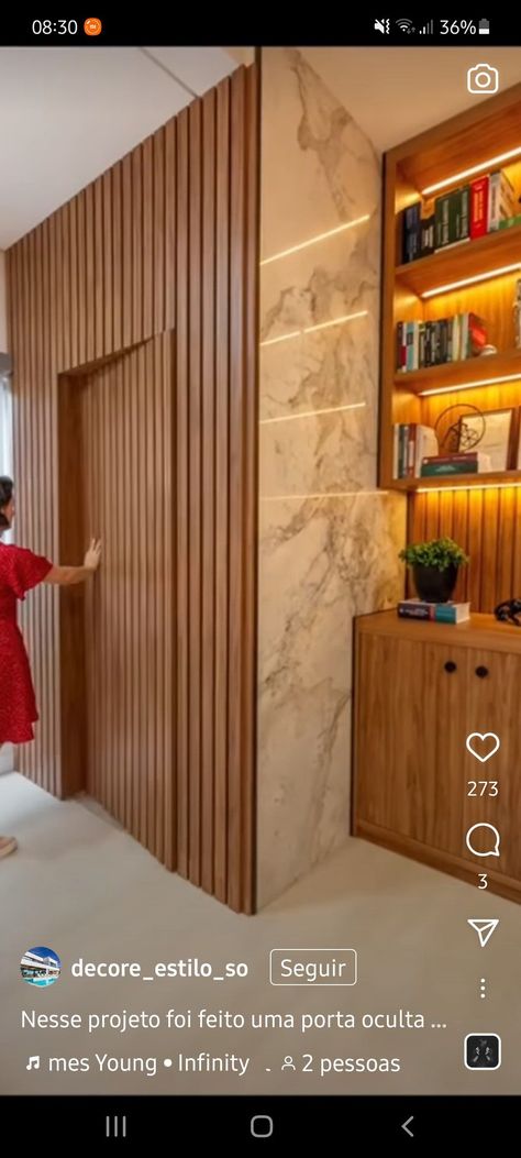 Gorgeous Wooden Slat Panels Designs For Home & Office | Cool Ceiling Slat Wall | Home Decor Ideas Hidden Doors In Walls, Secret Rooms In Houses, Chinese Style Interior, Kitchen Ceiling Design, Family Room Walls, Latest Living Room Designs, Luxury Living Room Design, Lobby Interior, Door Design Modern