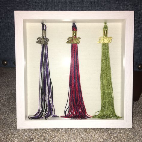 #graduation #tassel #highschool #bachelors #masters #shadowbox Graduation Tassel Ideas Display, Graduation Tassel Display, Graduation Tassel Ideas, Diy Keepsakes, Graduation Cords, Tassel Ideas, Senior Year Graduation, Graduation Tassel, Tassel Crafts