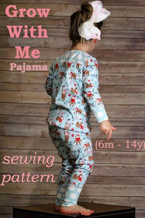 Baby Pajamas Pattern, Toddler Pajamas Pattern, Kids Pajamas Pattern, Pajama Sewing Pattern, Girls Pajamas Pattern, Pants Pattern Free, Boys Sewing Patterns, Sleep Gown, Boy Sewing