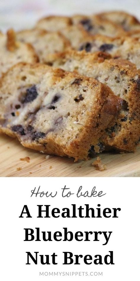 How to bake a healthier blueberry nut bread- MommySnippets.com Healthy Blueberry Bread, Dried Cranberries Recipes, Walnut Bread Recipe, Whole Food Desserts, Blueberry Bread Recipe, Nut Bread Recipe, Walnut Bread, Sweet Muffin, Blueberry Bread