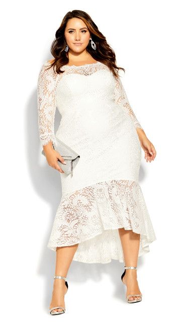 Women's Plus Size Occasion Dresses | City Chic Wedding Dress Civil Ceremony, Hall Wedding Dress, City Hall Wedding Dress, Ivory Maxi Dress, Lover Dress, White Lace Maxi Dress, White Lace Maxi, City Chic Dresses, Formal Occasion Dress