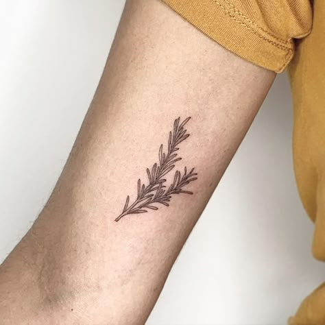 Sprig Tattoo, Rosemary Tattoo, Herb Tattoo, Mountain Tattoo Simple, Coffee Tattoos, Poppies Tattoo, Tattoo People, Chest Piece Tattoos, Time Tattoos