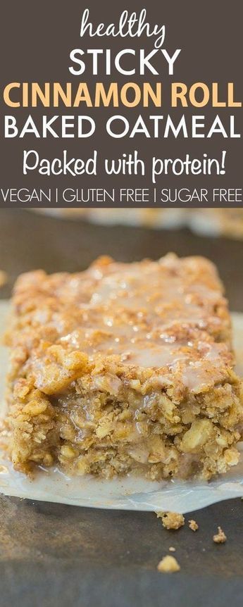 breakfast. Glutenfri Baking, Cinnamon Roll Bake, Baked Oatmeal Recipes, Tofu Scramble, Oatmeal Bars, Gluten Free Sugar Free, Gluten Free Breakfasts, Baked Oatmeal, Oatmeal Recipes