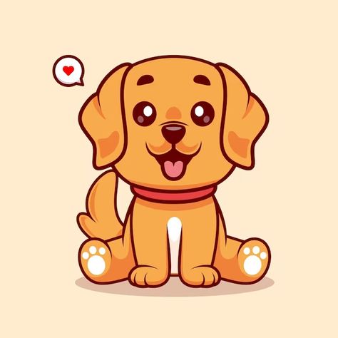 Catalyststuff | Freepik Cute Dog Drawing Cartoon, Cute Dog Vector, Golden Retriever Cartoon, Golden Retriever Illustration, Golden Retriever Drawing, Swimming Cartoon, Cartoon Dog Drawing, Cute White Dogs, Nature Icon