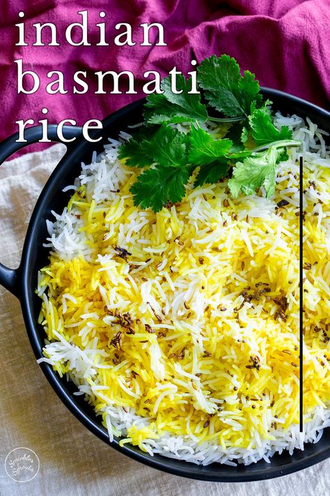 Indian Basmati Rice is the perfect side dish for a curry. Serve it with a saucy curry gravy for a delicious dinner. Basmati rice is light and fluffy with an aromatic, almost nutty floral taste, and with this easy recipe, your basmati rice will always be perfect. Just like you get from your favorite takeout place! Read the restaurant cooking secrets to give you PERFECT basmati rice every time. Basmati Rice Recipes Easy, Indian Basmati Rice, Basmati Rice Recipe, Indian Takeout, Best Rice Recipe, Basmati Rice Recipes, Indian Rice Recipes, Chicken Fried Rice Recipe, Indian Rice