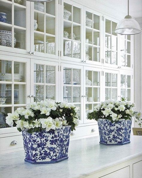 The Timeless Charm of a Butler's Pantry Classic White Kitchen, Blue White Decor, Hamptons Style, White Accessories, Butler's Pantry, Blue And White China, Cool Ideas, Style At Home, Blue Decor