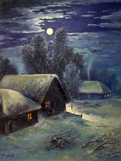 Arte Aesthetic, Colour Drawing, Draw Step By Step, Dream Pictures, Dreamy Artwork, Barn Painting, Winter Village, Wildlife Prints, Cottage Art