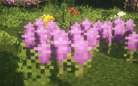 Alliums to lavender Minecraft Texture Pack Minecraft Flower Mod, Minecraft Lavender, Biomes O Plenty, Minecraft Texture Pack, Miss Bunny, Flower Texture, Pink Leaves, Minecraft 1, Minecraft Mods